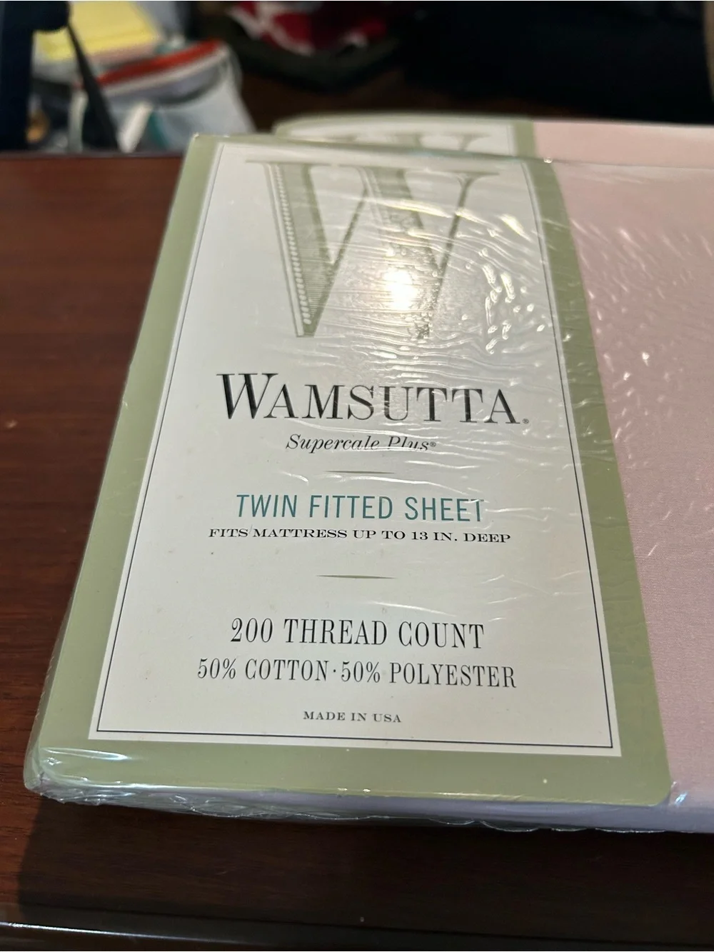 Wamsutta Twin Sheet Set in Blush Pink, NWOT, 50% cotton 50% polyester.